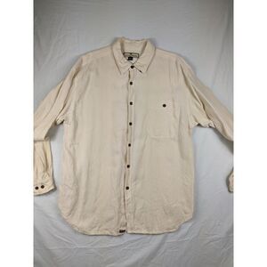 Tommy Bahama Mens 100% Silk Long Sleeve Bamboo‎ Buttons Cream Shirt Size Large